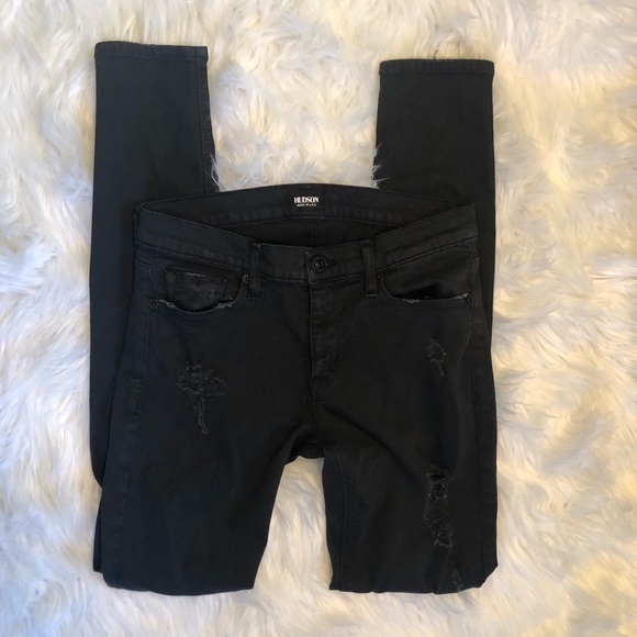 Hudson Jeans Denim - [Hudson] Black Distressed Skinny Jeans - Size 27